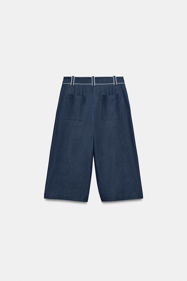 WIDE BERMUDA SHORTS WITH CONTRAST PIPING - Blue by Zara - Image 7