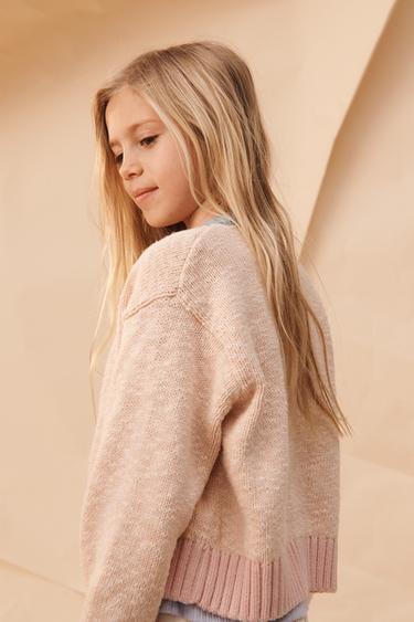 COLOUR BLOCK CARDIGAN WITH EMBROIDERED FLOWER LIMITED EDITION - dark tangerine by Zara - Image 3