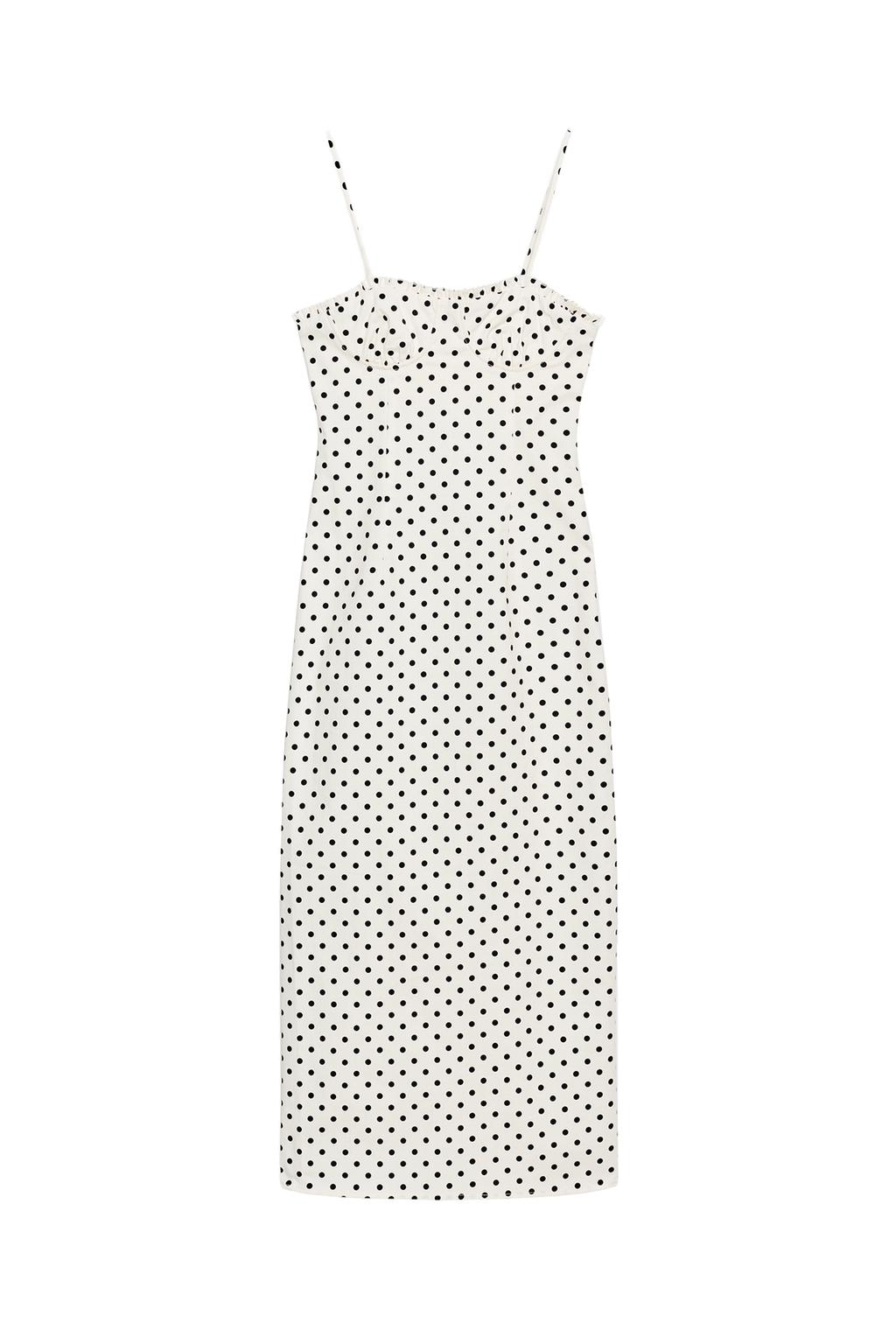 CORSET-STYLE POLKA DOT MIDI DRESS - image 3