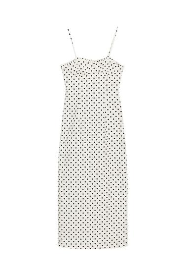 CORSETRY-INSPIRED MIDI DRESS WITH DOTS - Black / White by Zara