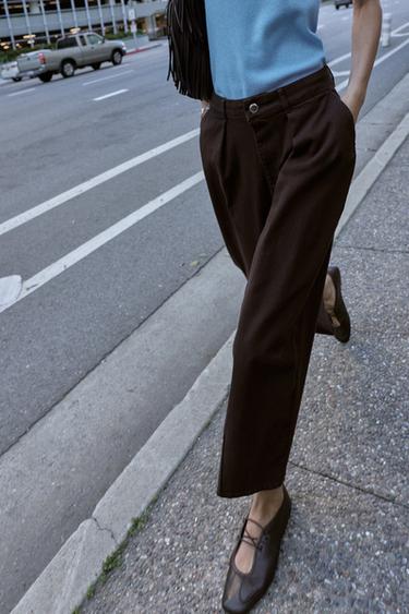 PANTALON BALLOON À PINCES - Marron de Zara - Image 2