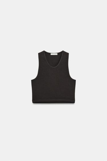 ノースリーブクロップドトップスダーク　グレーZaraのノースリーブクロップドトップス - ダーク　グレー 