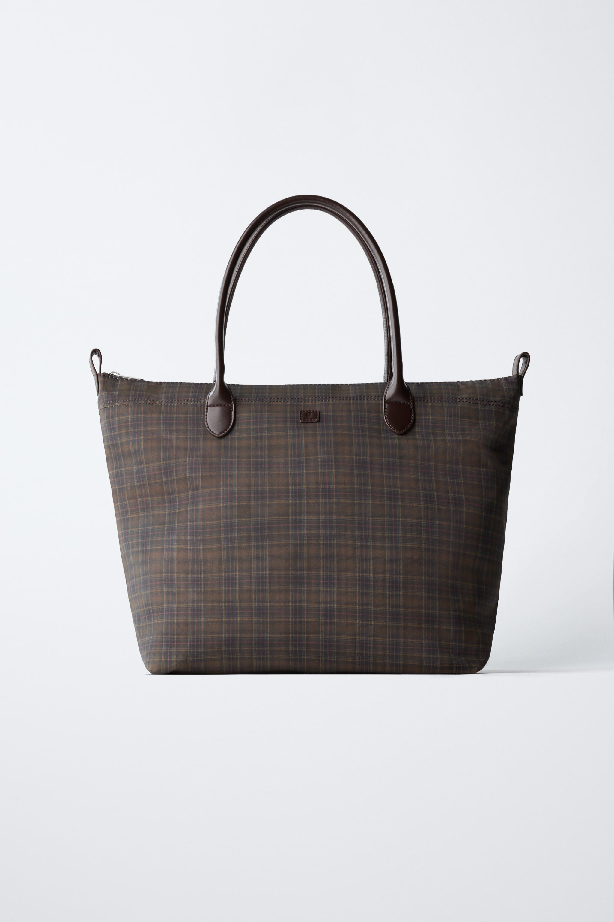 チェック柄トートバッグ - ブラウン | ZARA Japan / 日本