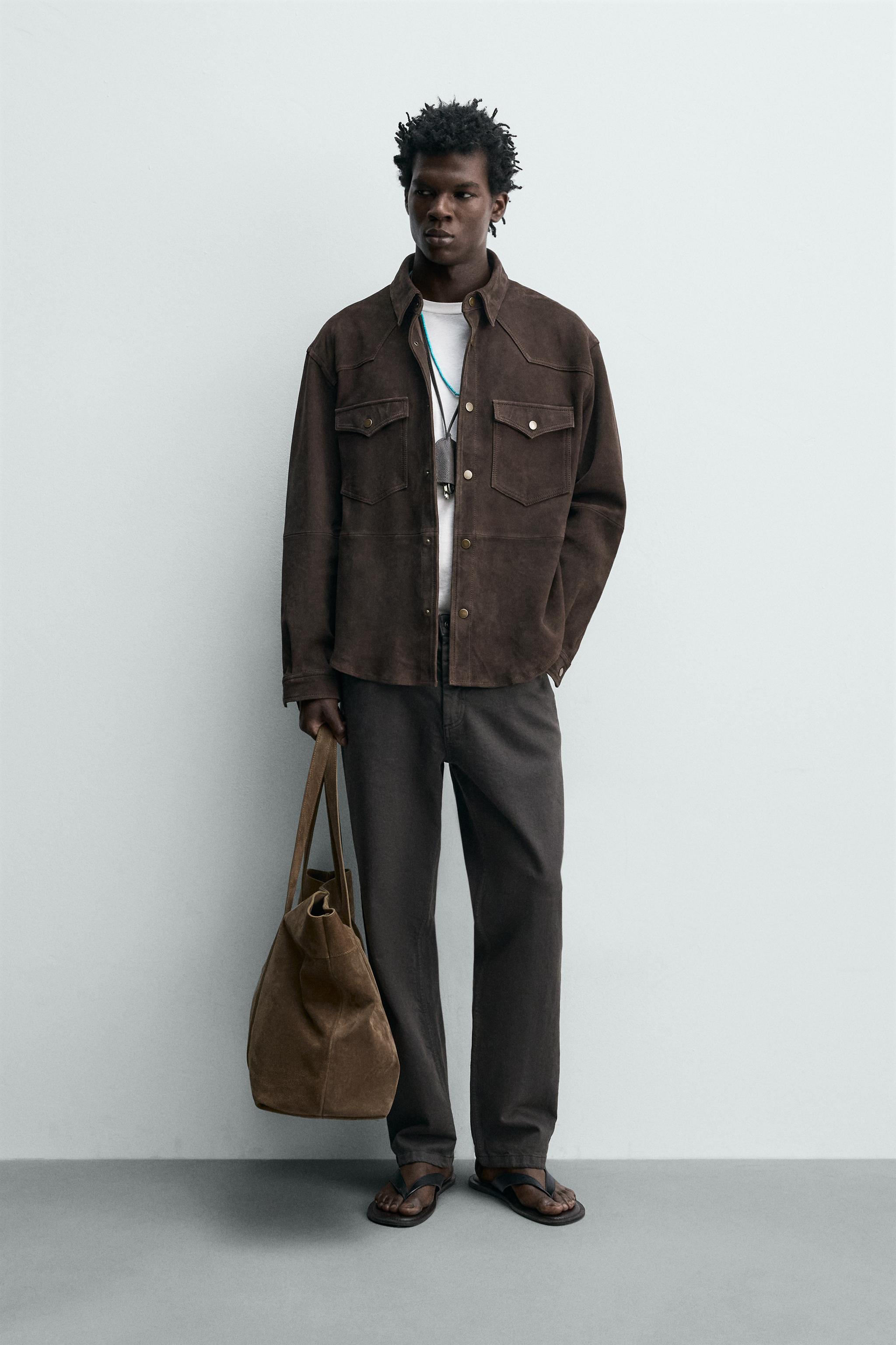 REGULAR FIT SUEDE OVERSHIRT