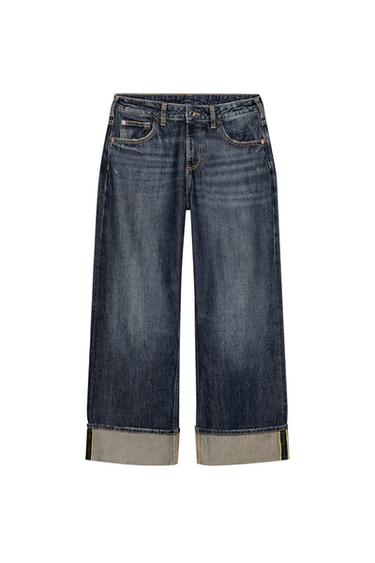 Z1975 RELAXED FIT JEANS WITH TURN-UP HEMS - Indigo by Zara
