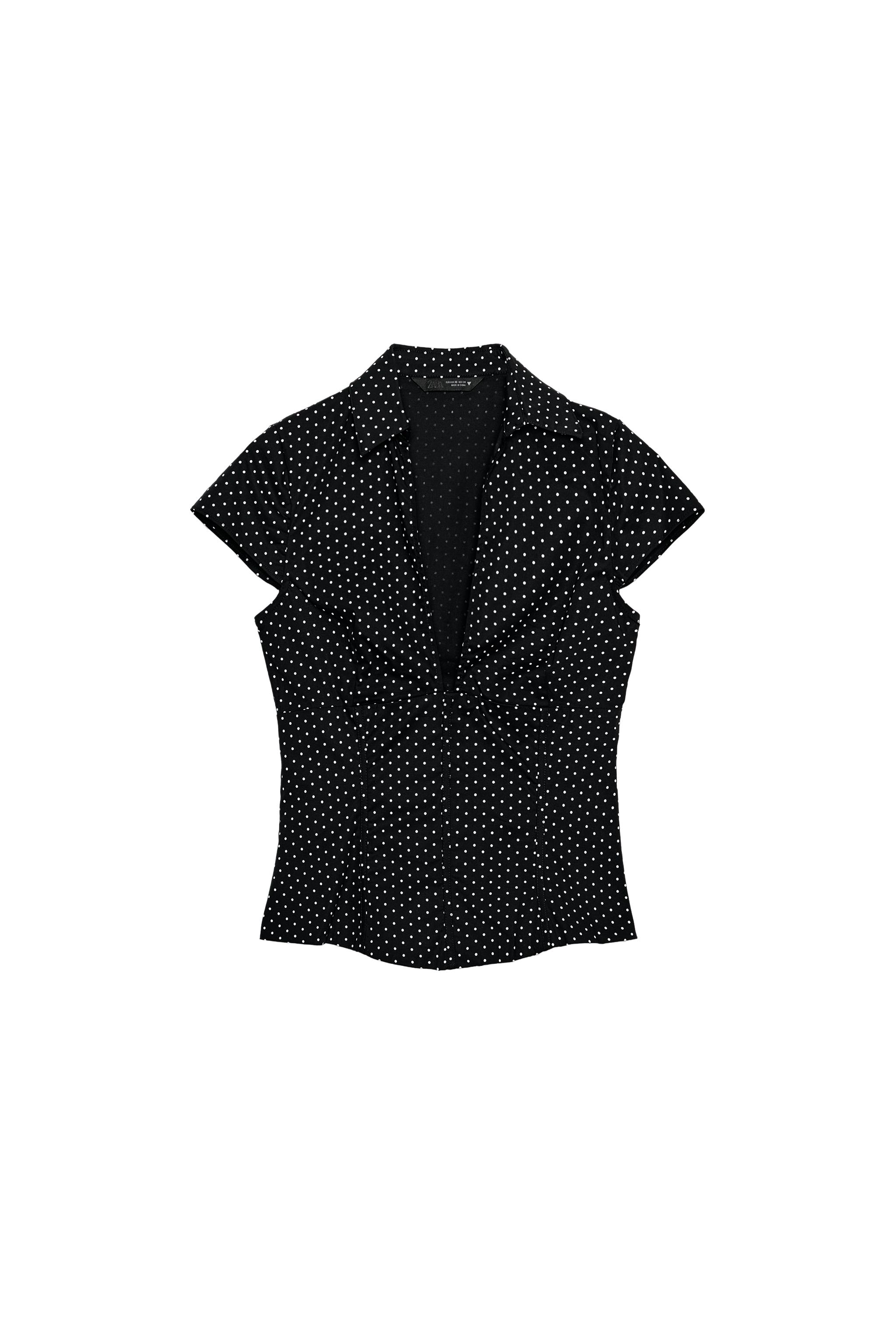 POLKA DOT CORSET POPLIN TOP - Black / White | ZARA United States