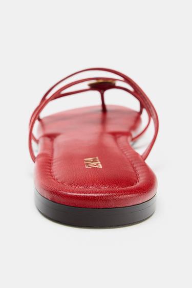 SANDALES PLATES MULTI-BRIDES - Rouge de Zara - Image 5