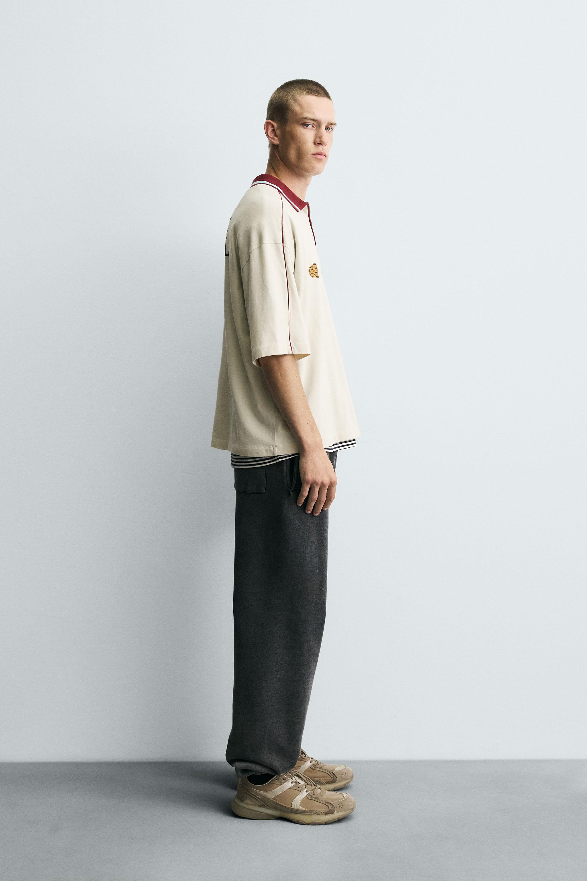 RETRO FOOTBALL PRINT POLO SHIRT - Sand | ZARA Australia