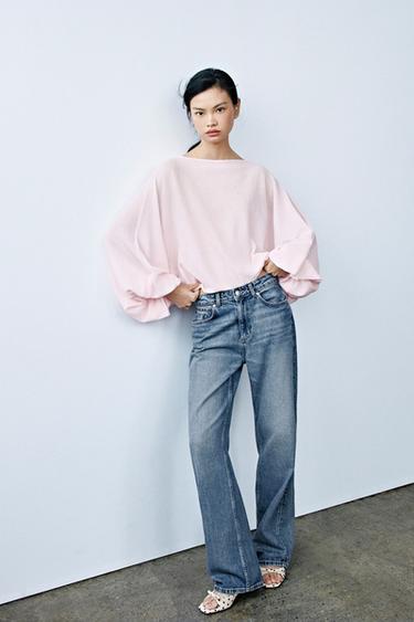 Zara 蓬袖針織衫 - 淺桃紅色