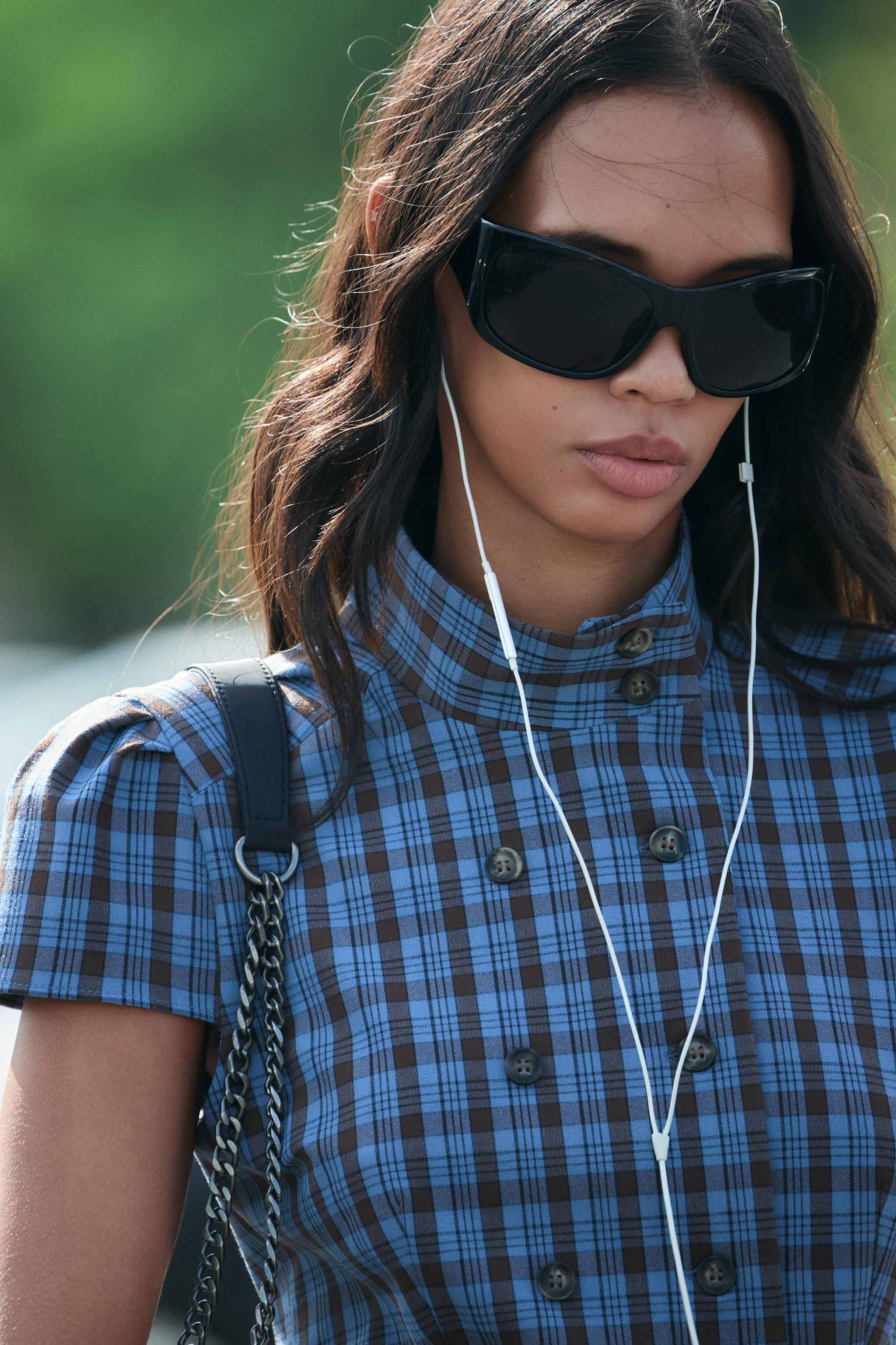 Plaid High-Neck Top by Zara