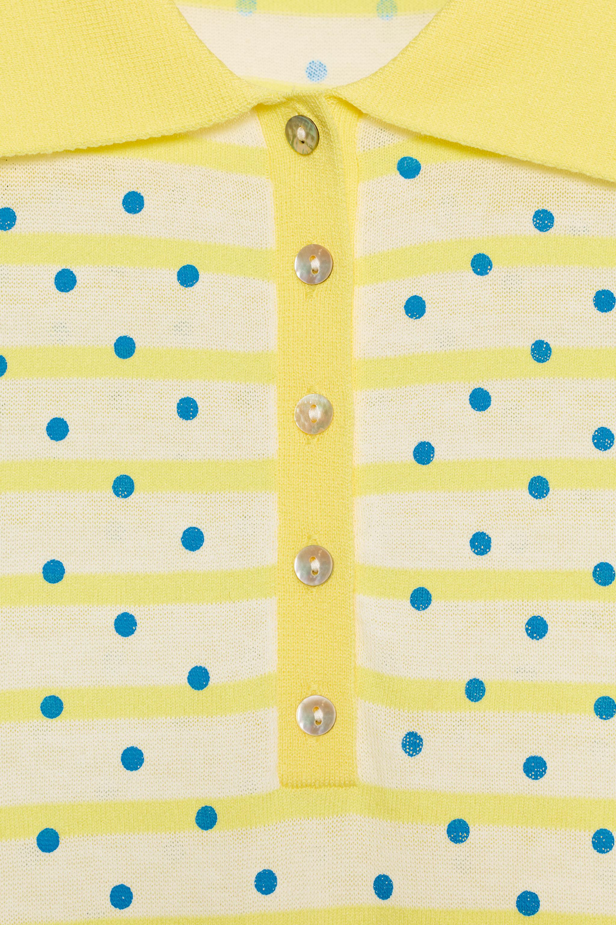 POLO EN MAILLE À RAYURES ET POIS