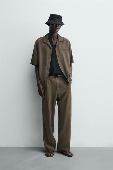 Zara FLOWY RELAXED FIT PANTS - Brown / Taupe - Image 0