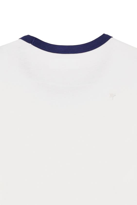 T-SHIRT CÔTELÉ COUPE ÉTROITE CONTRASTE - Blanc cassé de Zara - Image 5