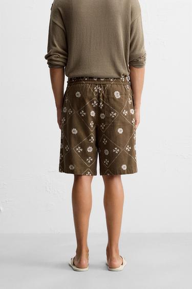 CONTRAST PRINT BERMUDA SHORTS - Dark khaki by Zara - Image 2