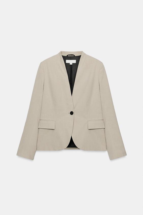 TAILORED BLAZER WITH SHOULDER PADS - Sand by Zara - Image 1