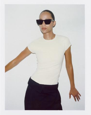 SLIM FIT SHORT SLEEVE T-SHIRT - Ecru by Zara