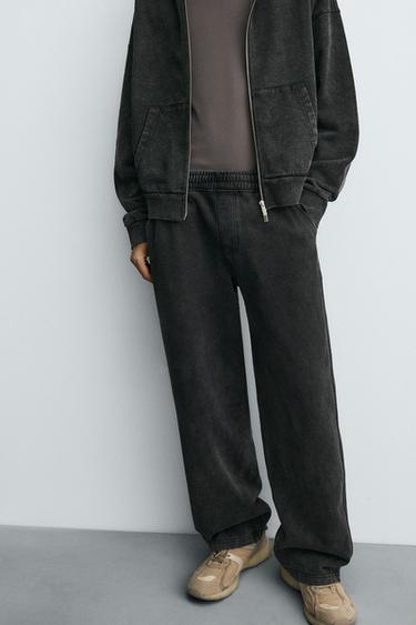 WASHED RELAXED FIT JOGGER TROUSERS - Dark grey by Zara