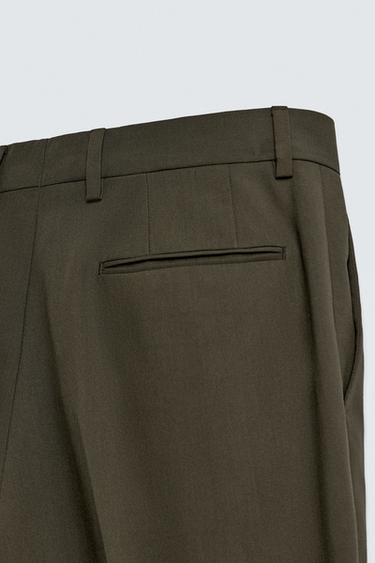 SLIM FIT SUIT TROUSERS - Khaki by Zara