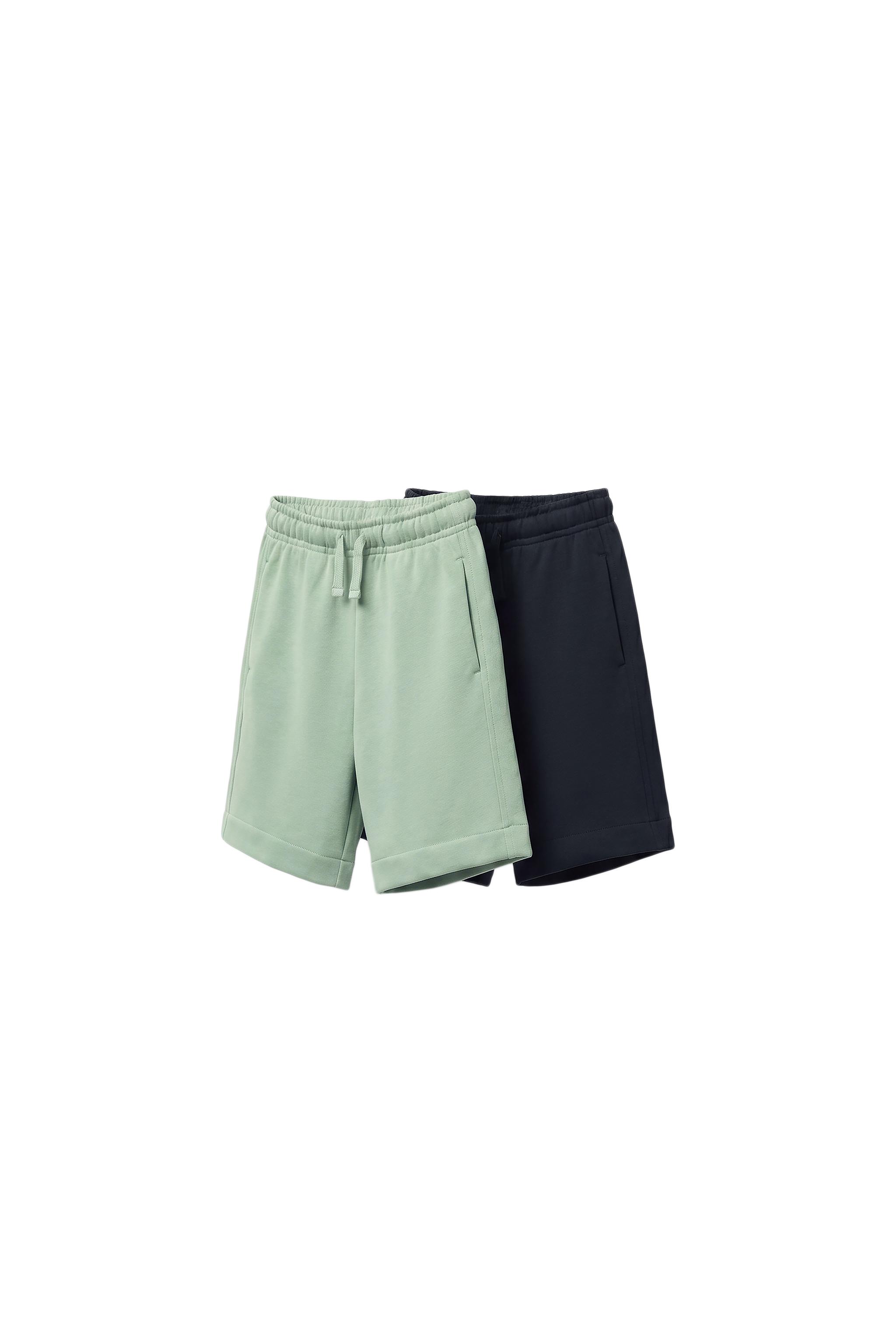 TWO-PACK PLAIN SHORTS — Green / Blue