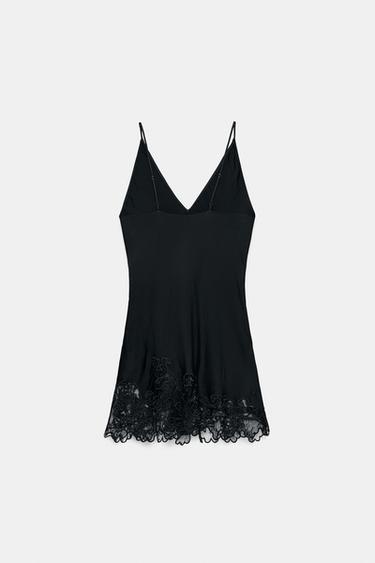 ZW COLLECTION SATIN EMBROIDERED TOP - Black by Zara - Image 4