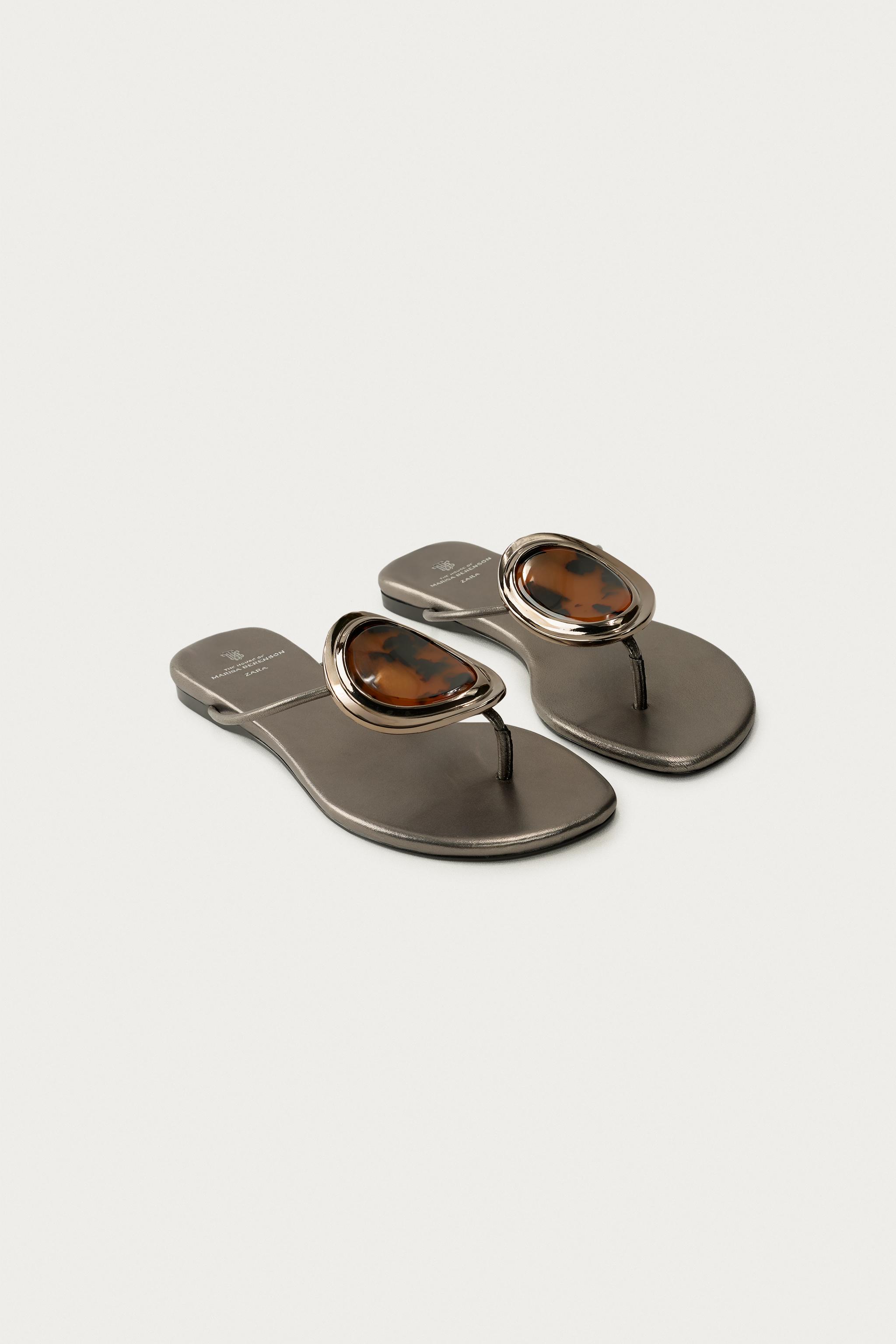 Женские сандалии Zara MARISA BERENSON X ZARA FLAT LEATHER SANDALS