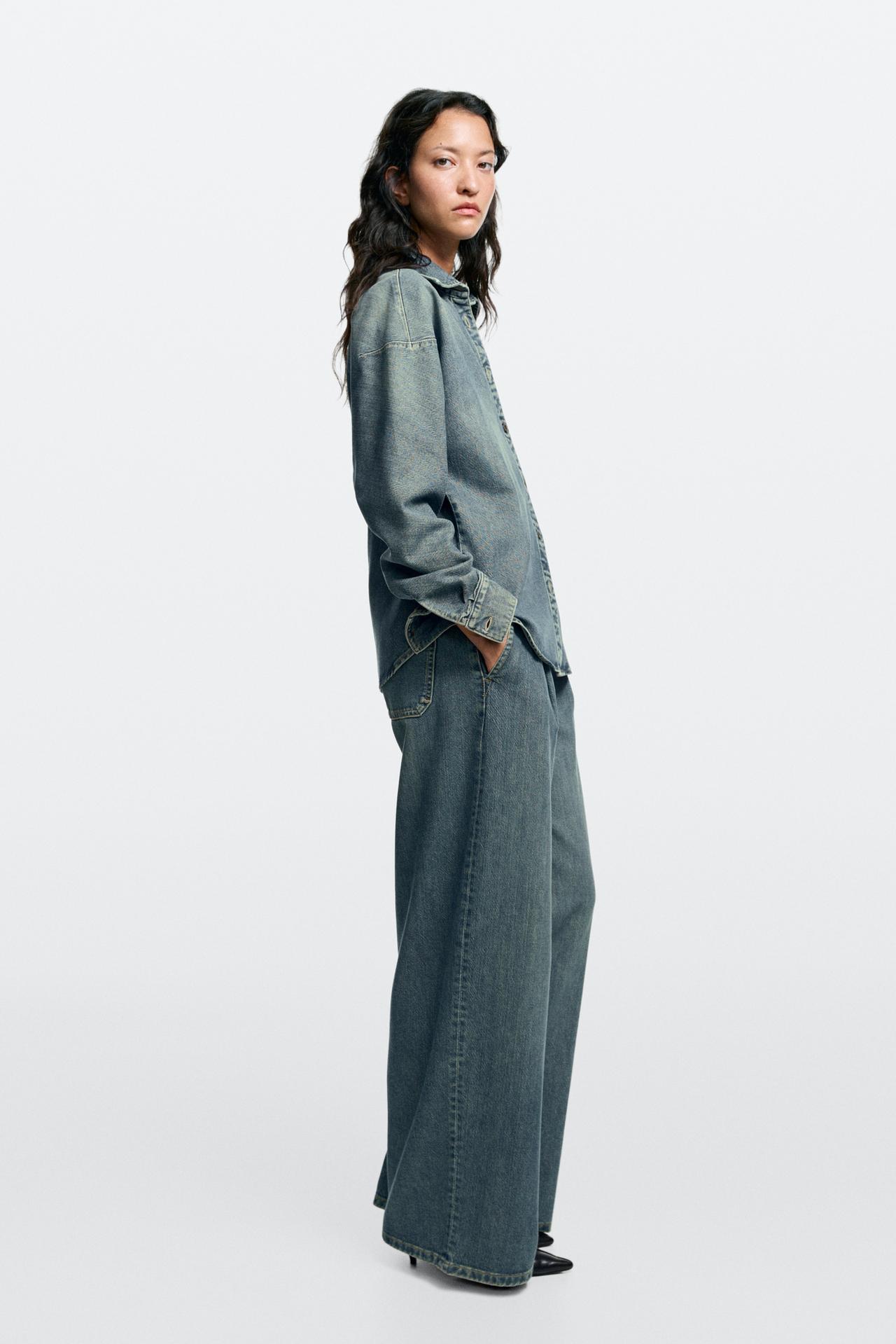 Cotton blend denim shirt — tundra