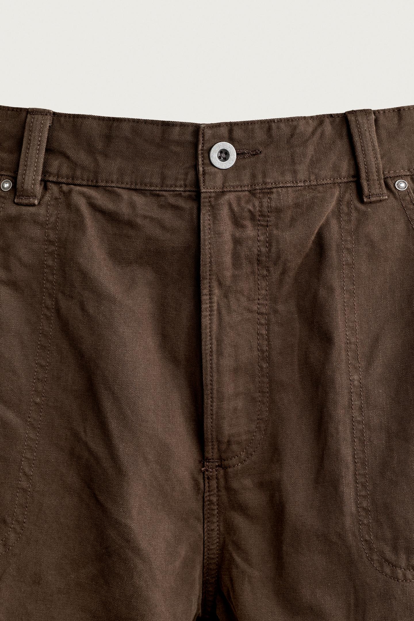 Мужские шорты Zara Relaxed-Fit Cargo Jorts, цвет: Коричневый — фото 9