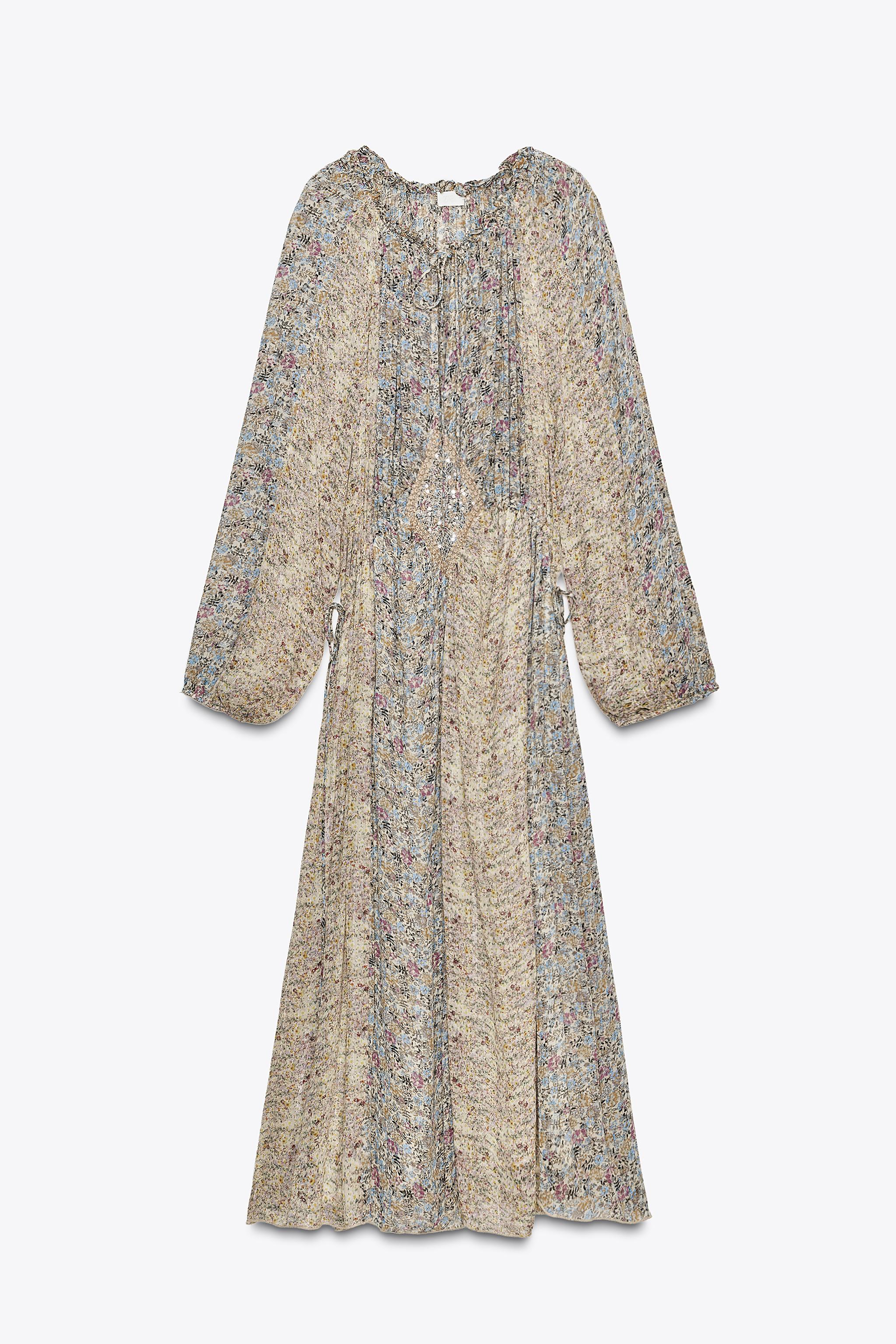 zara metallic thread dress METALLIC THREAD BEADED DRESS - Gold