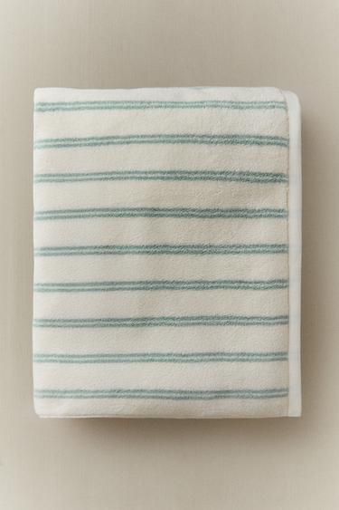 SERVIETTE DE BAIN DOUBLE RAYURE - Écru / Vert de Zara - Image 4