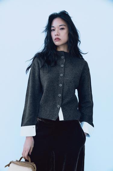 コンビニットカーディガングレーマールZaraのコンビニットカーディガン - グレーマール 