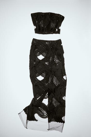 Zara MIDI SUKNJA TEKSTURE LIMITED EDITION – Crna