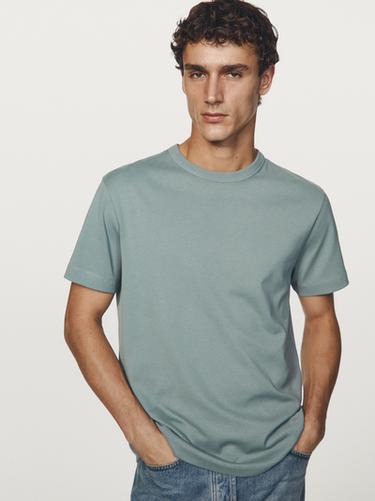 Zara 100% cotton short-sleeve T-shirt - Blue gray