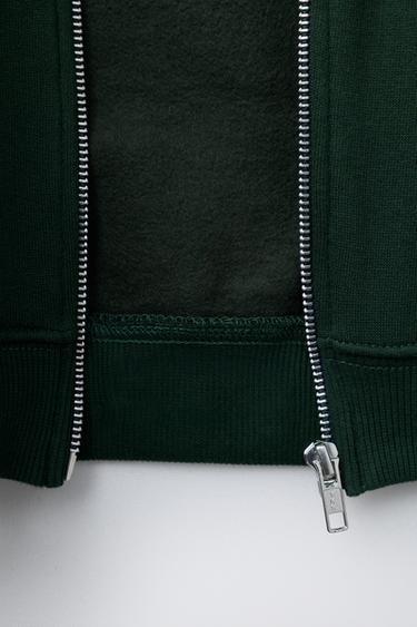SWEAT ZIPPÉ À INSCRIPTION - Vert de Zara - Image 3