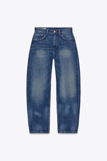 HIGH-WAIST TRF BARREL JEANS - Navy blue by Zara
