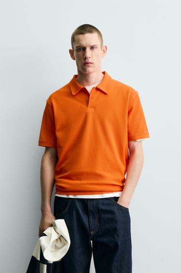 POLO REGULAR FIT MET STRUCTUUR - Oranje van Zara