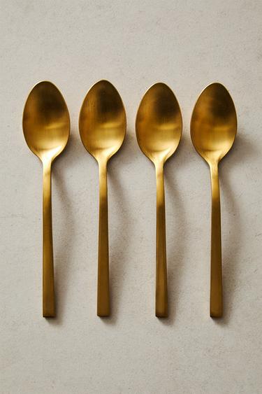 Zara SET OF GOLD STEEL DESSERT SPOONS (SET OF 4) - Gold