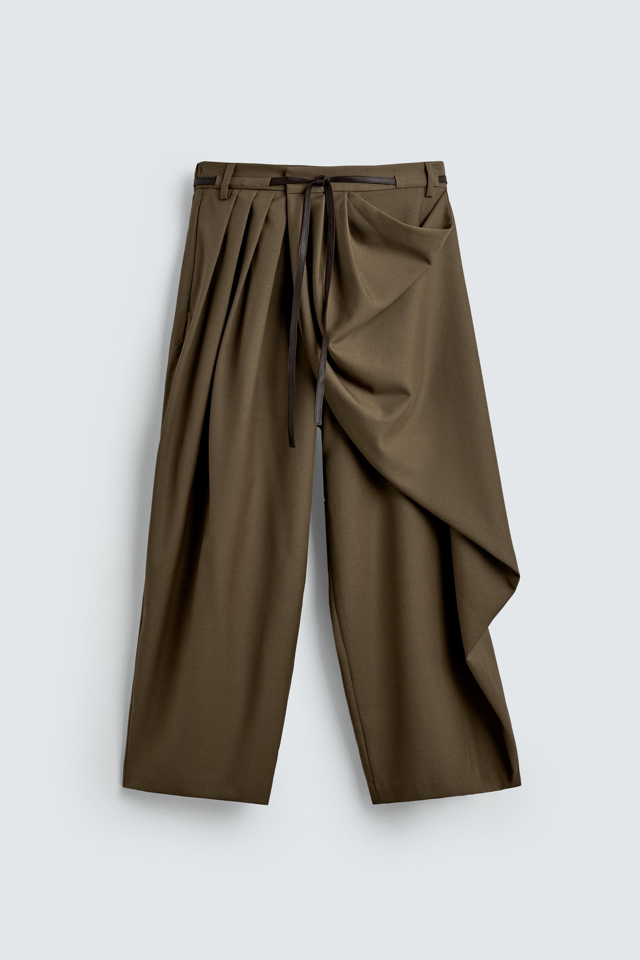 LIMITED EDITION DRAPED CROSSED PANTS - Caramel | ZARA United States