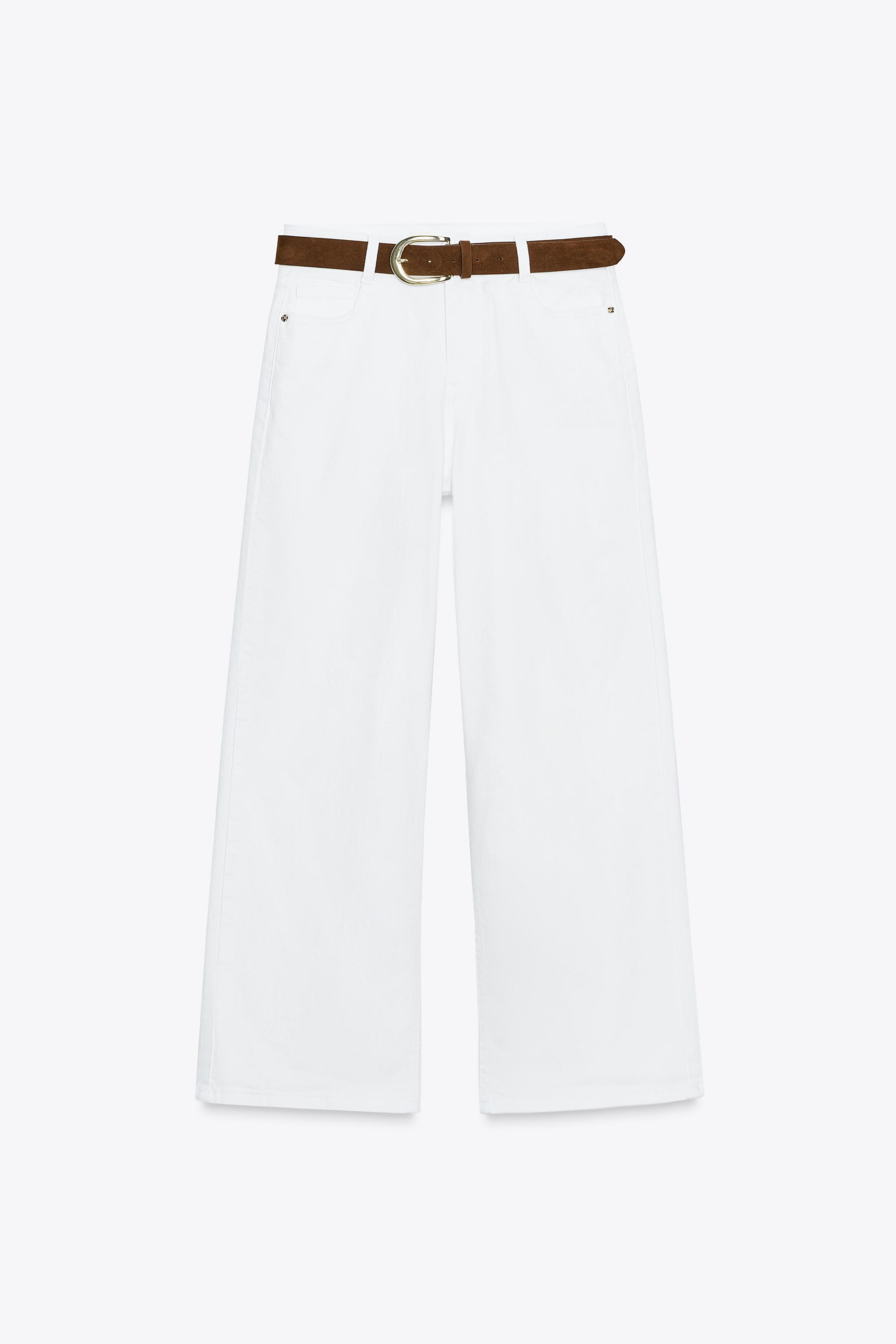Wide Leg Zara Jeans Culotte High Rise HIGH-WAISTED BELTED CULOTTE