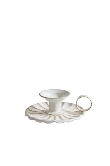 WAVY IRON CANDLE HOLDER - White by Zara