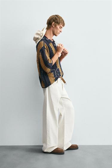 CROCHET PATCH SHIRT - Navy blue by Zara - Image 3