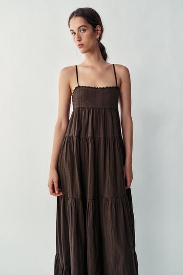 PANELLED LONG DRESS - Dark brown by Zara