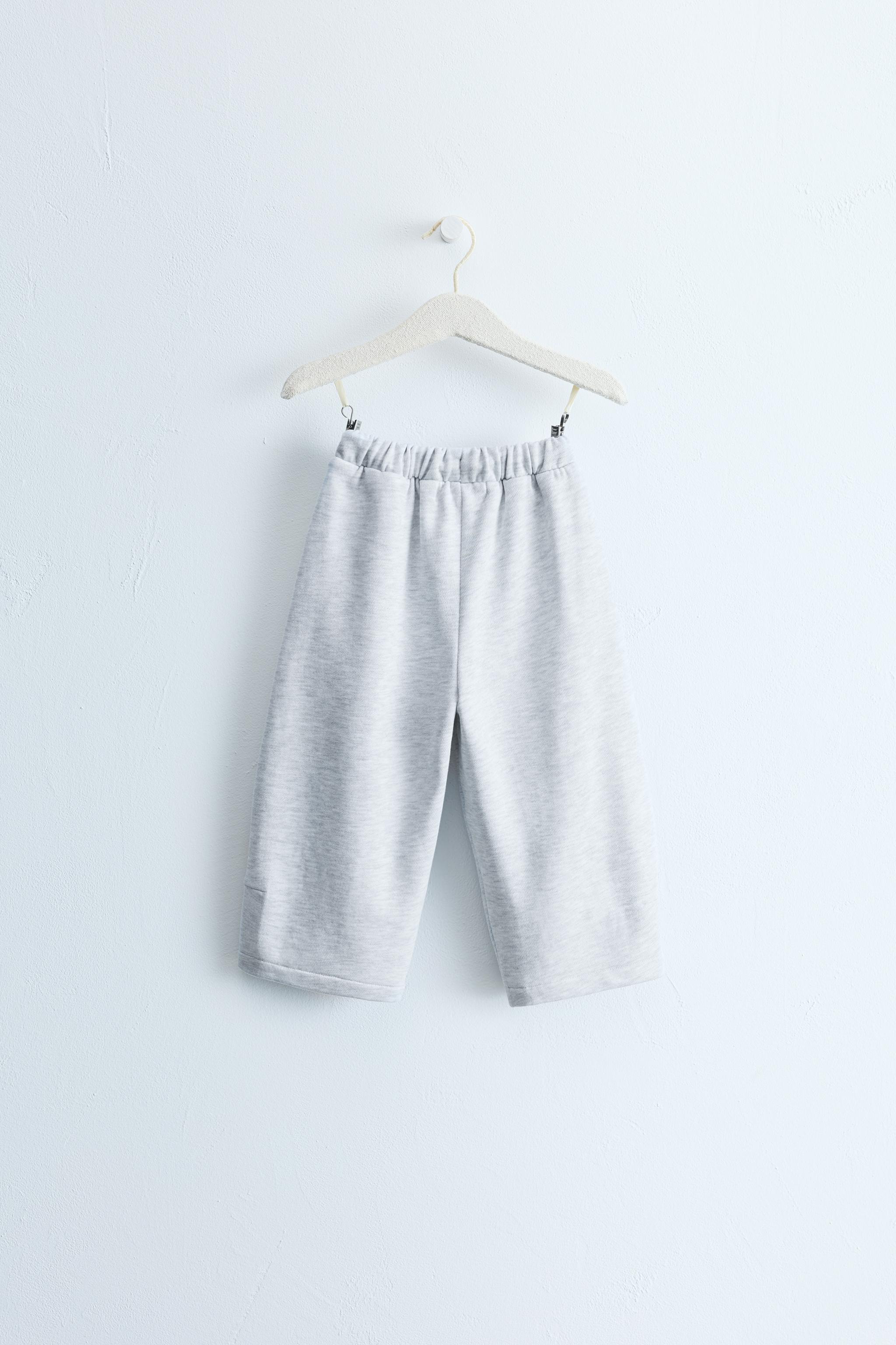 ZARA TIMELESS DRAWSTRING PLUSH PANTS — Gray marl