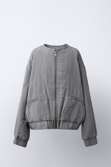 СТЕГАНАЯ КУРТКА СВОБОДНОГО КРОЯ — АНТРАЦИТОВО-СЕРЫЙ от Zara