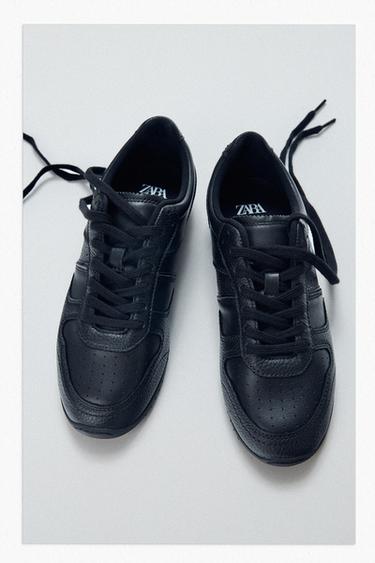 Zara LEATHER SNEAKERS - Black