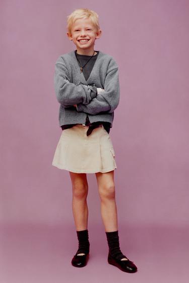 GILET EN MAILLE COL EN V NŒUDS BRILLANTS - Gris de Zara