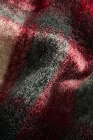 SOFT CHECK THROW WITH FRINGING - White / Red by Zara - Image 2