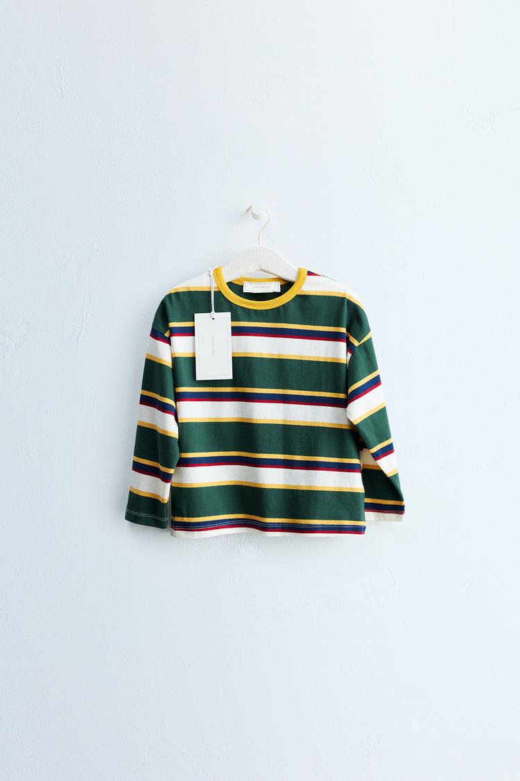 ZARA TIMELESS - STRIPED PRINT T-SHIRT — Black / Green