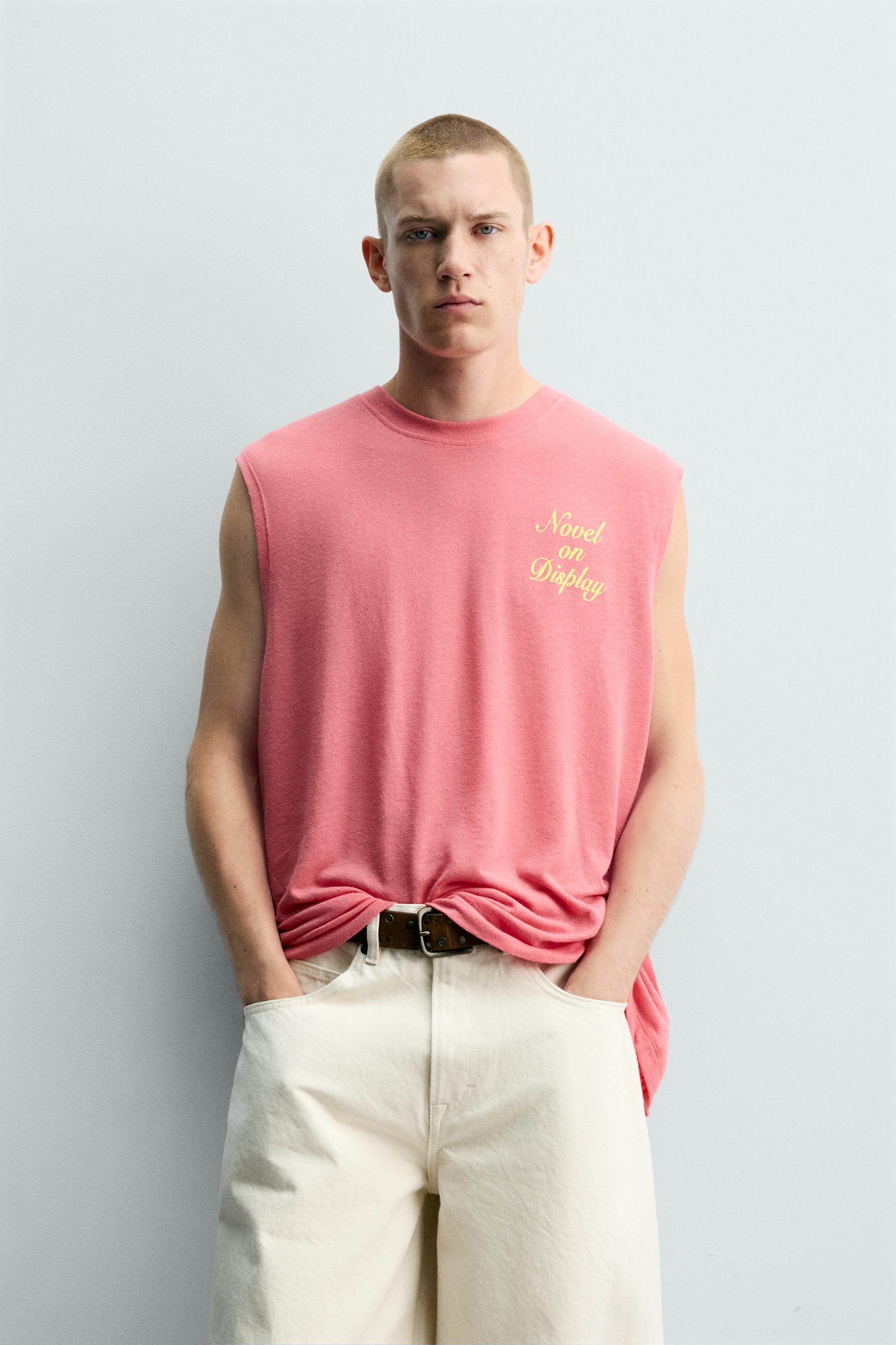 RELAXED FIT GRAPHIC TANK TOP — Neon pink (alternate view)