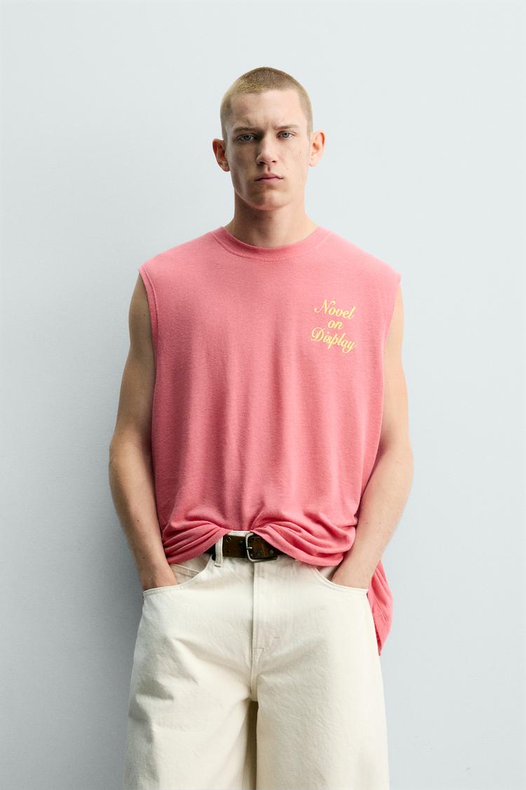 RELAXED FIT SLOGAN TANK TOP