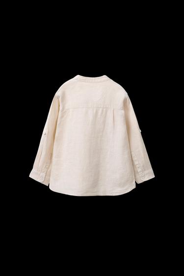 HEMD AUS 100 % LEINEN MIT STEHKRAGEN - Hellbeige von Zara